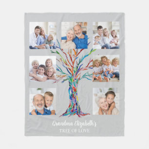 Grandma's Seven Photo Collage Grey Fleece Blanket
