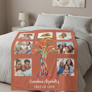 Grandma's Seven Photo Collage Rust Fleece Blanket