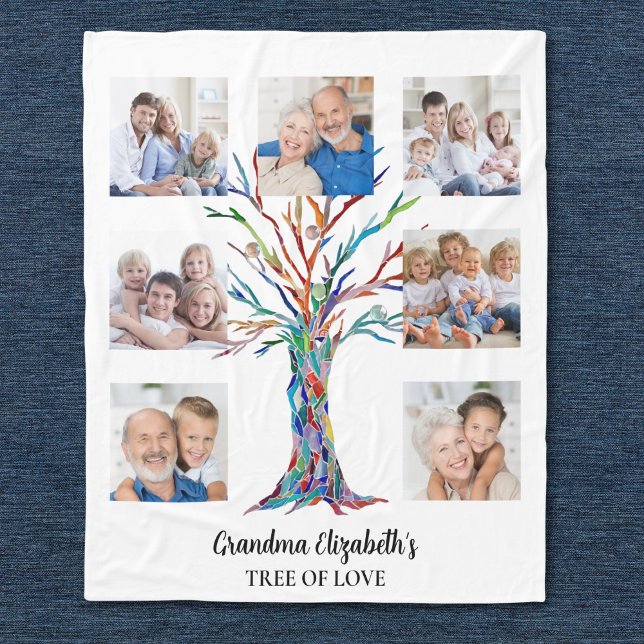 Grandma's Seven Photo Personalised Collage Fleece Blanket (Creator Uploaded)