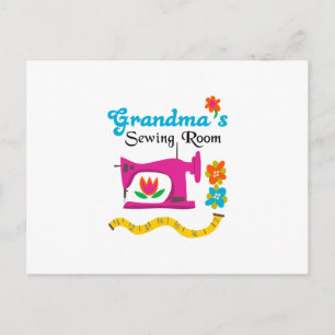 GRANDMAS SEWING ROOM POSTCARD