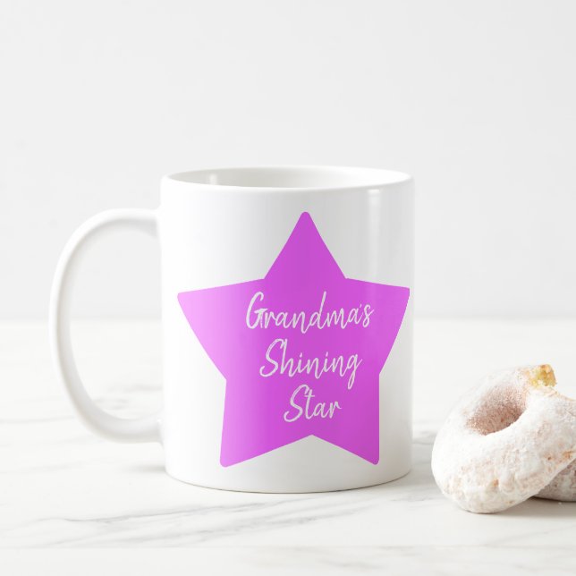 Grandma's Shining Star Pink Newborn Baby Photo Coffee Mug (With Donut)