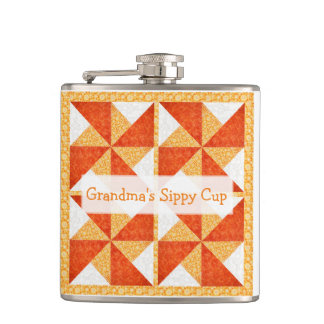 Grandma's Sippy Cup Quilt Look Hip Flask