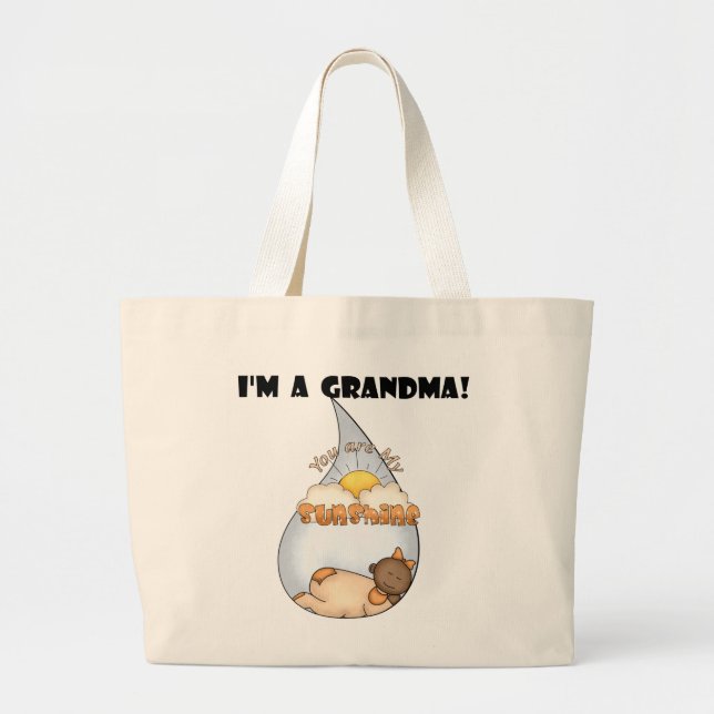 Grandma's Sunshine-African American Girl Large Tote Bag (Front)