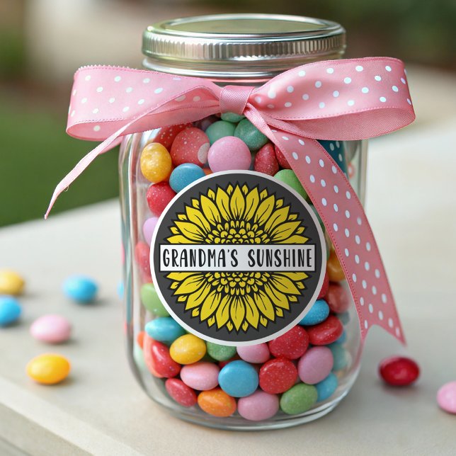 Grandma's Sunshine Sunflower Classic Round Sticker (Creator Uploaded)