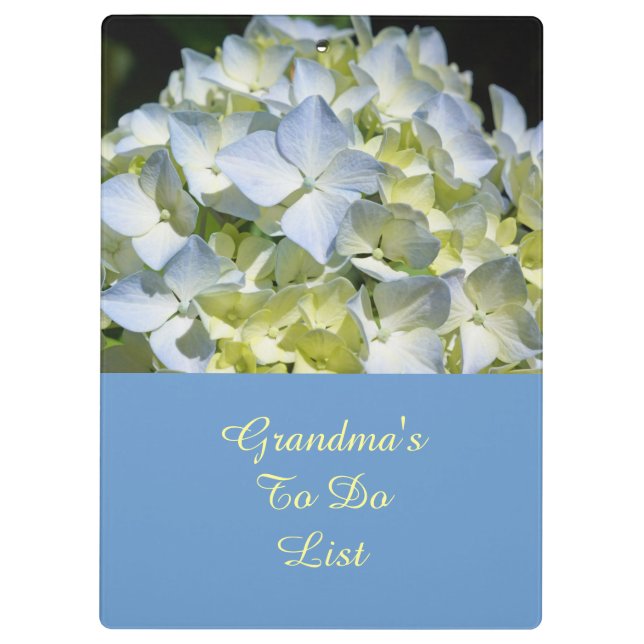 Grandma's To Do list Clipboard Blue Hydrangeas (Back)