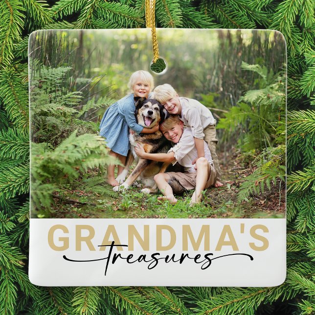 Grandma's Treasures Photo Keepsake Ceramic Ornament (Creator Uploaded)