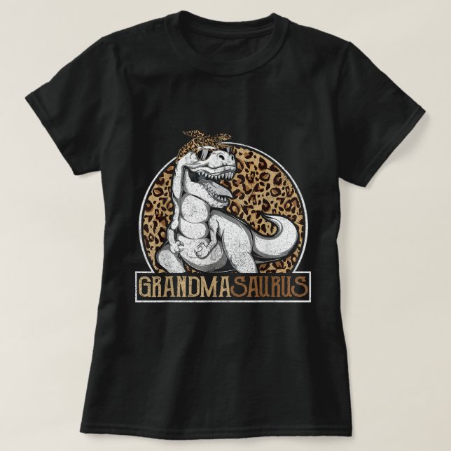 Grandmasaurus Dinosaur Grandma Leopard Shirt Mothe (Design Front)