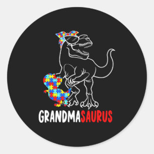 Grandmasaurus T Rex Dinosaur Autism Awareness Gran Classic Round Sticker
