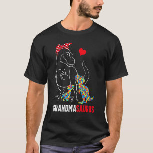 Grandmasaurus T Rex Dinosaur Grandma Saurus Autism T-Shirt