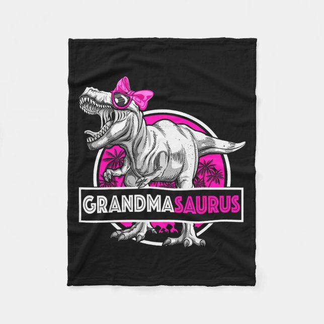 Grandmasaurus T-rex Matching Funny Grandma Saurus  Fleece Blanket (Front)
