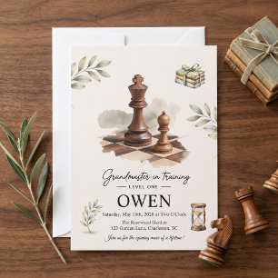 Grandmaster in Training Chess First Birthday Invitation