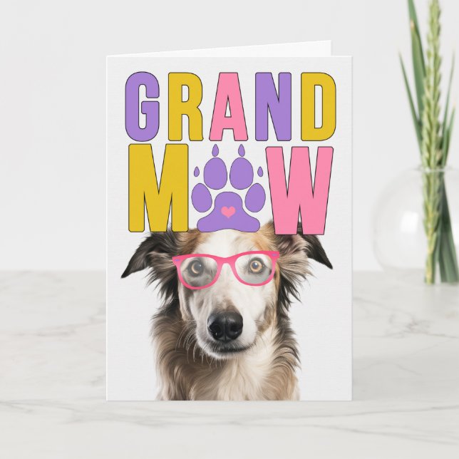 GrandMAW Borzoi Dog Funny Grandparents Day Holiday Card (Front)