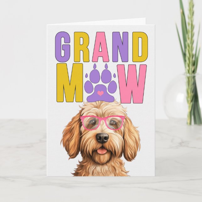 GrandMAW Caramel Doodle Dog Funny Grandparents Day Holiday Card (Front)
