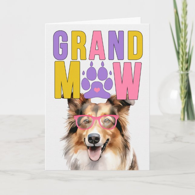 GrandMAW Collie GrandDOG Grandparents Day Holiday Card (Front)
