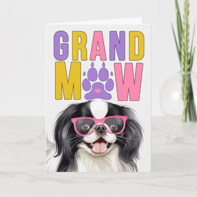 GrandMAW Japanese Chin GrandDOG Grandparents Day Holiday Card (Front)