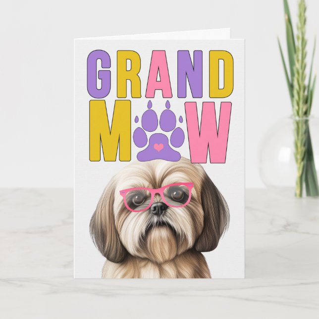 GrandMAW Lhasa Apso Dog Funny Grandparents Day Holiday Card (Front)