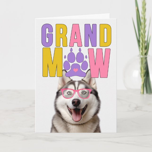 GrandMAW Malamute GrandDOG Grandparents Day Holiday Card (Front)