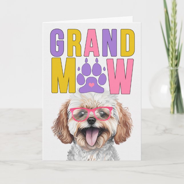 GrandMAW Maltipoo Dog Funny Grandparents Day Holiday Card (Front)