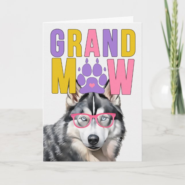 GrandMAW Siberian Husky GrandDOG Grandparents Day Holiday Card (Front)