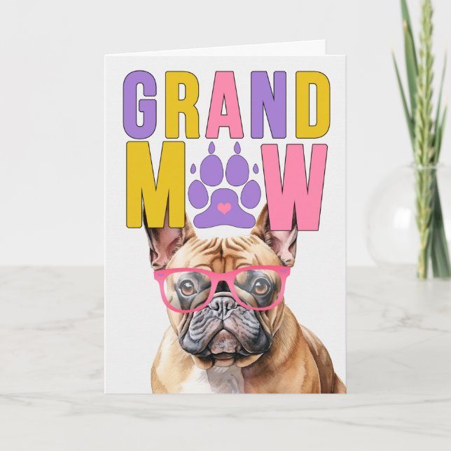 GrandMAW Tan Frenchie GrandDOG Grandparents Day Holiday Card (Front)