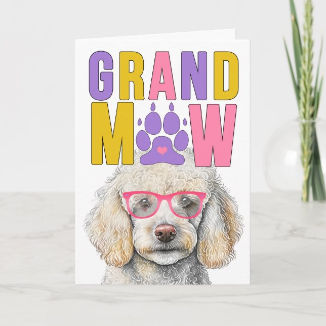 GrandMAW White Poodle GrandDOG Grandparents Day Holiday Card (Front)
