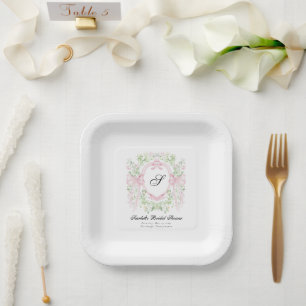 Grandmellenial Botanical Crest Baby Shower Paper Plate