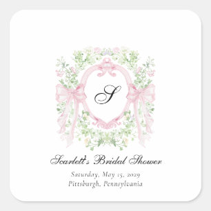 Grandmellenial Botanical Crest Baby Shower  Square Sticker