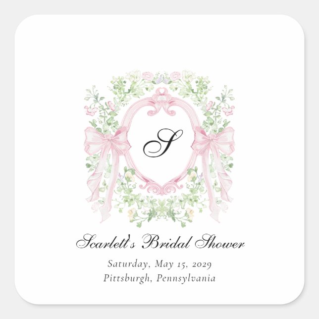 Grandmellenial Botanical Crest Baby Shower  Square Sticker (Front)