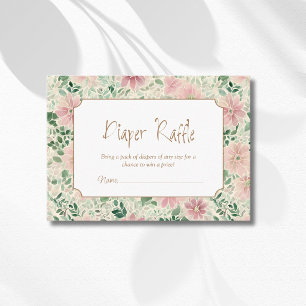 Grandmillenial Blush Sage Anemone Diaper Raffle Enclosure Card