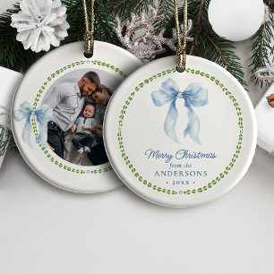Grandmillenial Bows Baby's First Christmas Photo C Ceramic Tree Decoration
