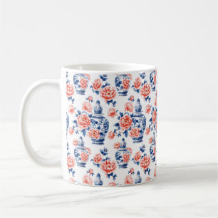 Grandmillenial Chinoiserie Ginger Jar Pink Peonies Coffee Mug