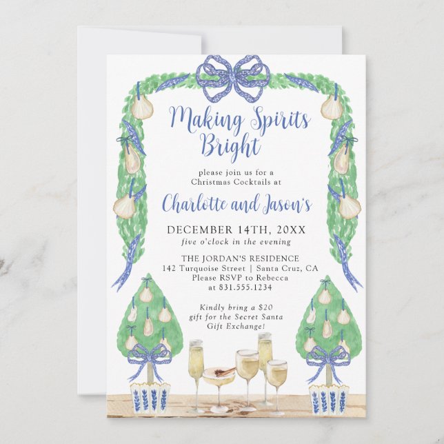 Grandmillenial Christmas Holiday Cocktail Party Invitation (Front)