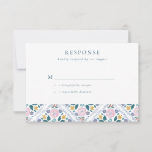 Grandmillenial Floral Pattern Wedding RSVP Card