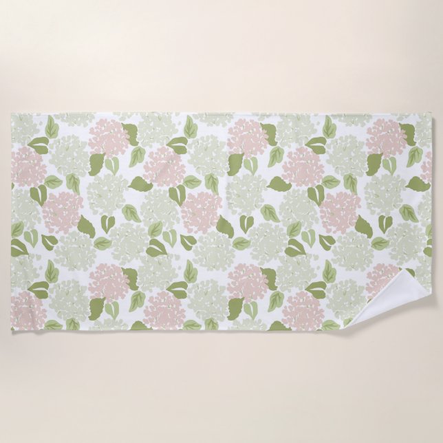 Grandmillenial hydrangea floral preppy pretty  beach towel (Front)