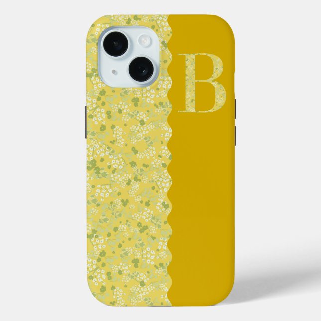 Grandmillenial MONOGRAM B YELLOW LITTLE FLOWERS  Case-Mate iPhone Case (Back)