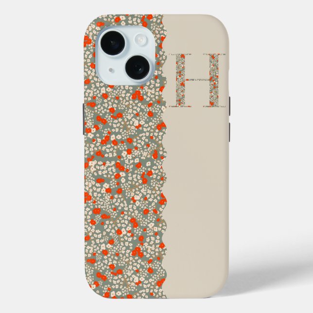 Grandmillenial MONOGRAM H BG RED LITTLE FLOWERS Case-Mate iPhone Case (Back)