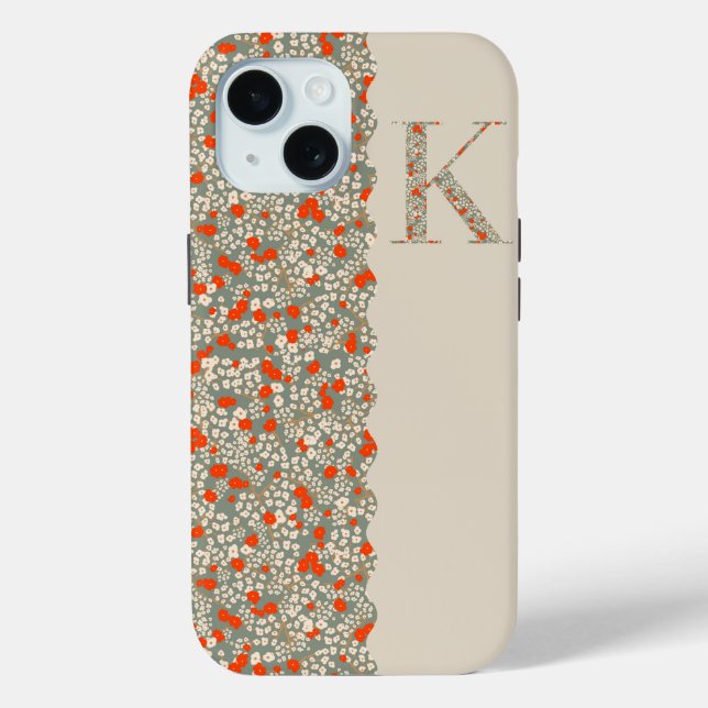 Grandmillenial MONOGRAM K BG RED LITTLE FLOWERS Case-Mate iPhone Case (Back)