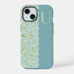 Grandmillenial MONOGRAM U ACQUA LITTLE FLOWERS Cas iPhone 15 Case