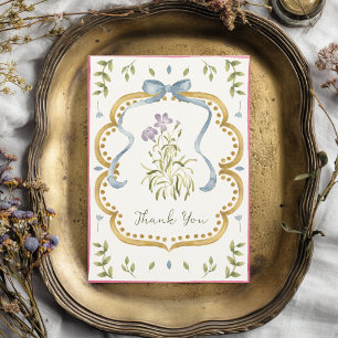 Grandmillenial Preppy Ribbon Bow Frame Baby Shower Thank You Card