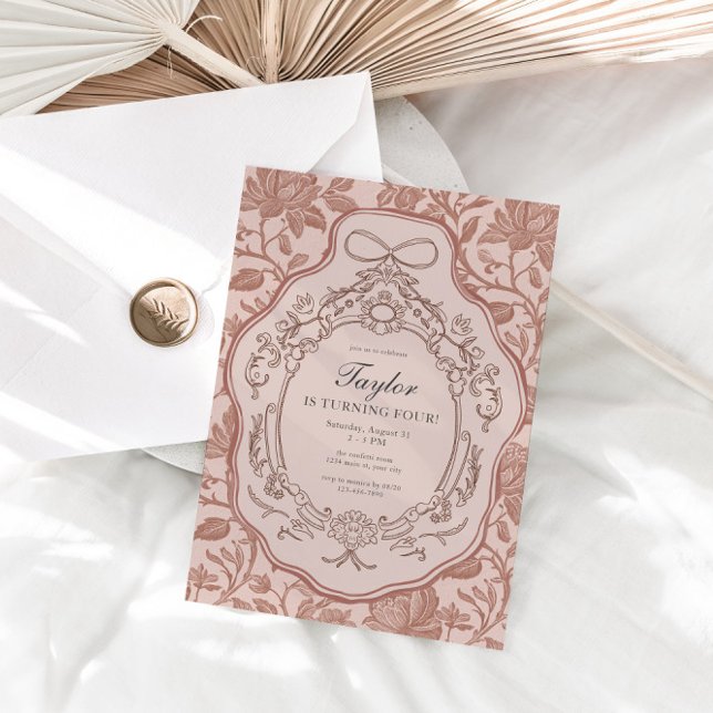 Grandmillenial Preppy Vintage Floral Birthday Invitation (Grandmillenial Preppy Vintage Floral Birthday Invite)