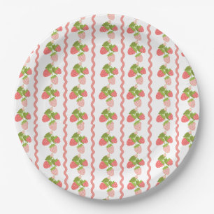 Grandmillenial strawberry pink sweet trendy paper plate