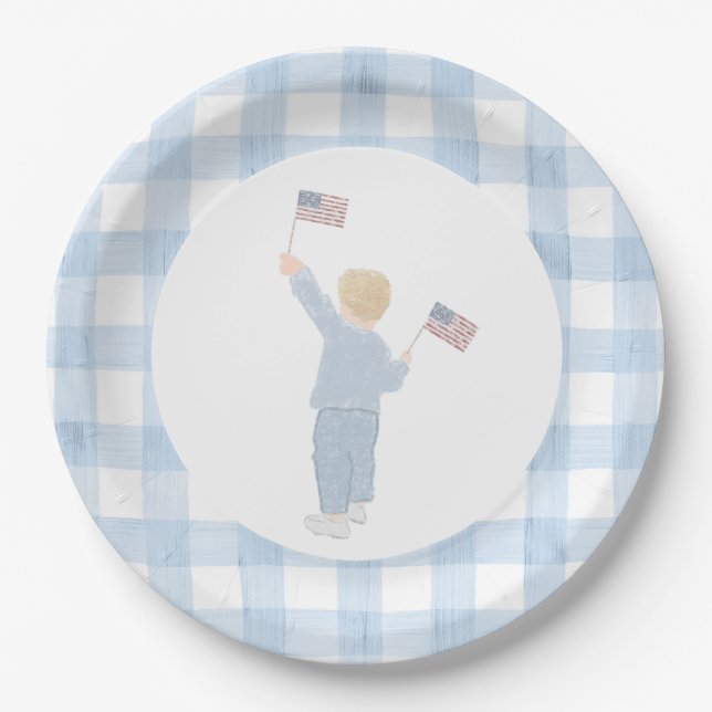Grandmillennial All American Boy Paper Plate (Front)