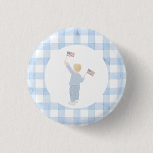 Grandmillennial All American Boy Paper Plate 3 Cm Round Badge