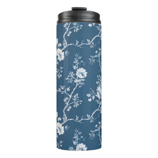 Grandmillennial Blue and White Rose Tumbler