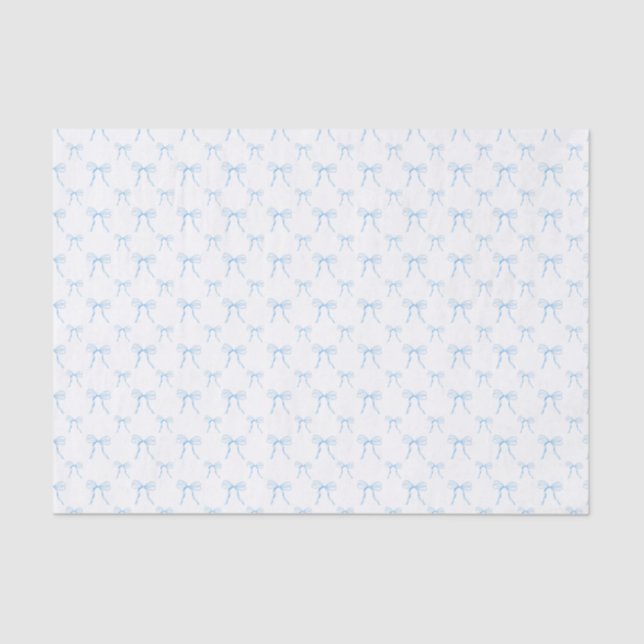 Grandmillennial Blue Bow Coquette Tissue Paper (Front)