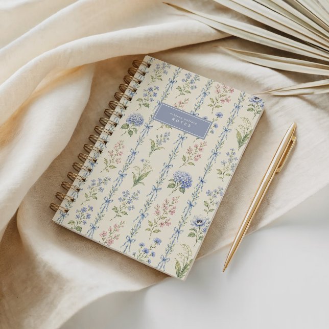 Grandmillennial Blue BowFloral Chinoiserie Notebook (Creator Uploaded)