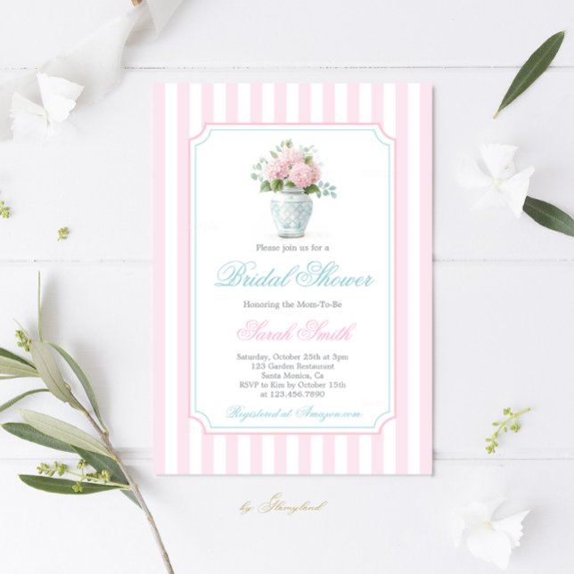 Grandmillennial Blue Ginger Jar Bridal Shower Invitation (Creator Uploaded)