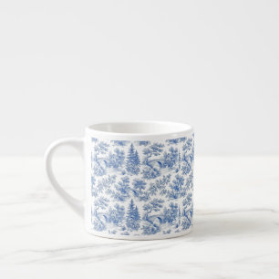 Grandmillennial Blue Toile Country Landscape Espresso Cup