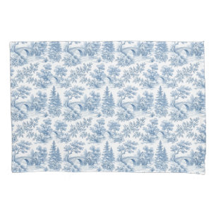 Grandmillennial Blue Toile  Country Landscape Pillowcase