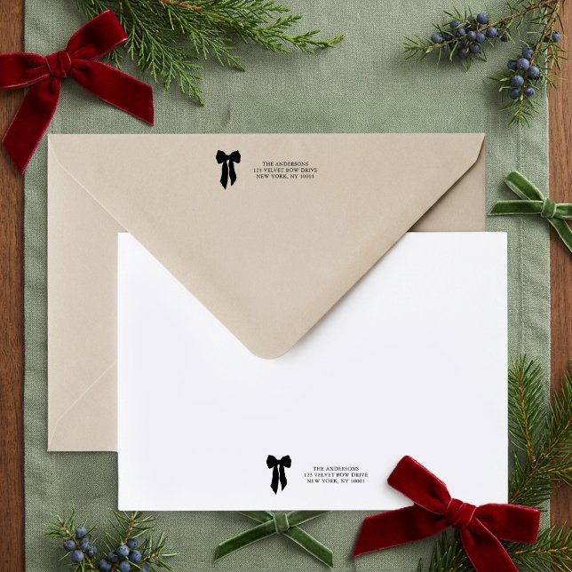 Grandmillennial Bow Classic Return Address Self-inking Stamp (Address Stamp from the Grandmillenial Botanical Bow Christmas collection by Darling & May)